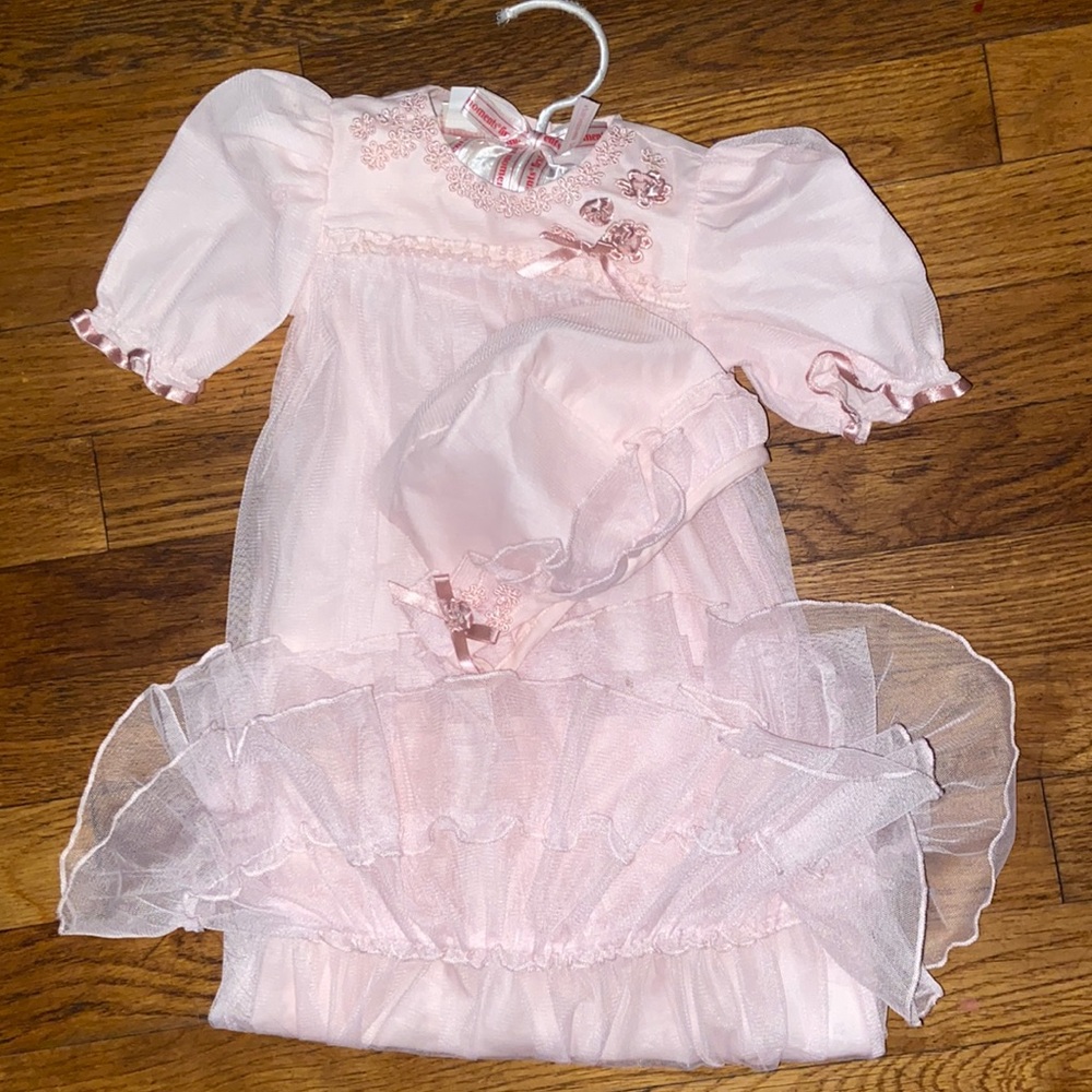 3-9 months pink christening gown
